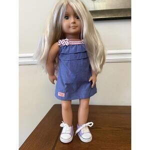 Our Generation 18 Inch Long Blonde and Purple Hair Blue Eyes Doll